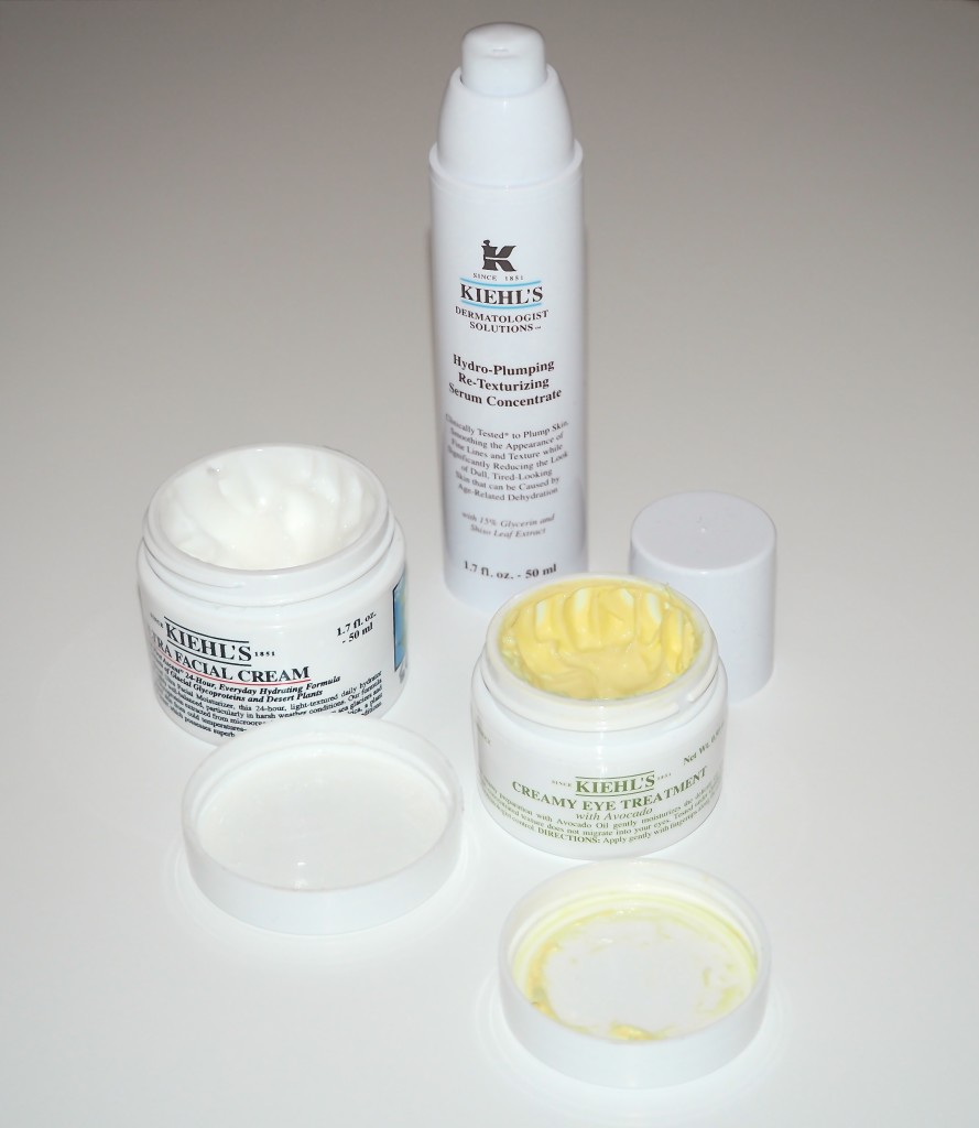 Kiehl's Skincare, Creamy Eye Treatment with Avocado, Hydro-Plumping Re-Texturizing Serum and Ultra Facial Cream