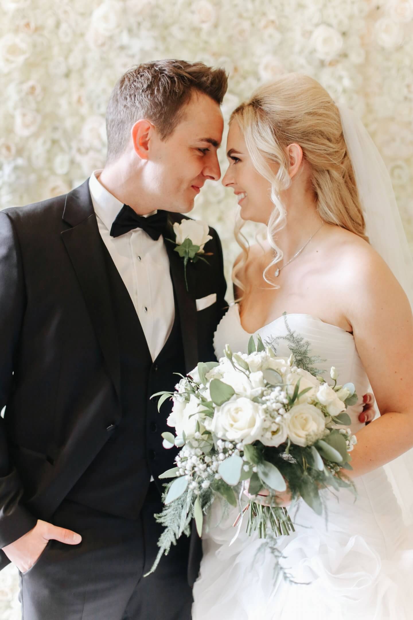 Styling Our Wedding with a flower wall